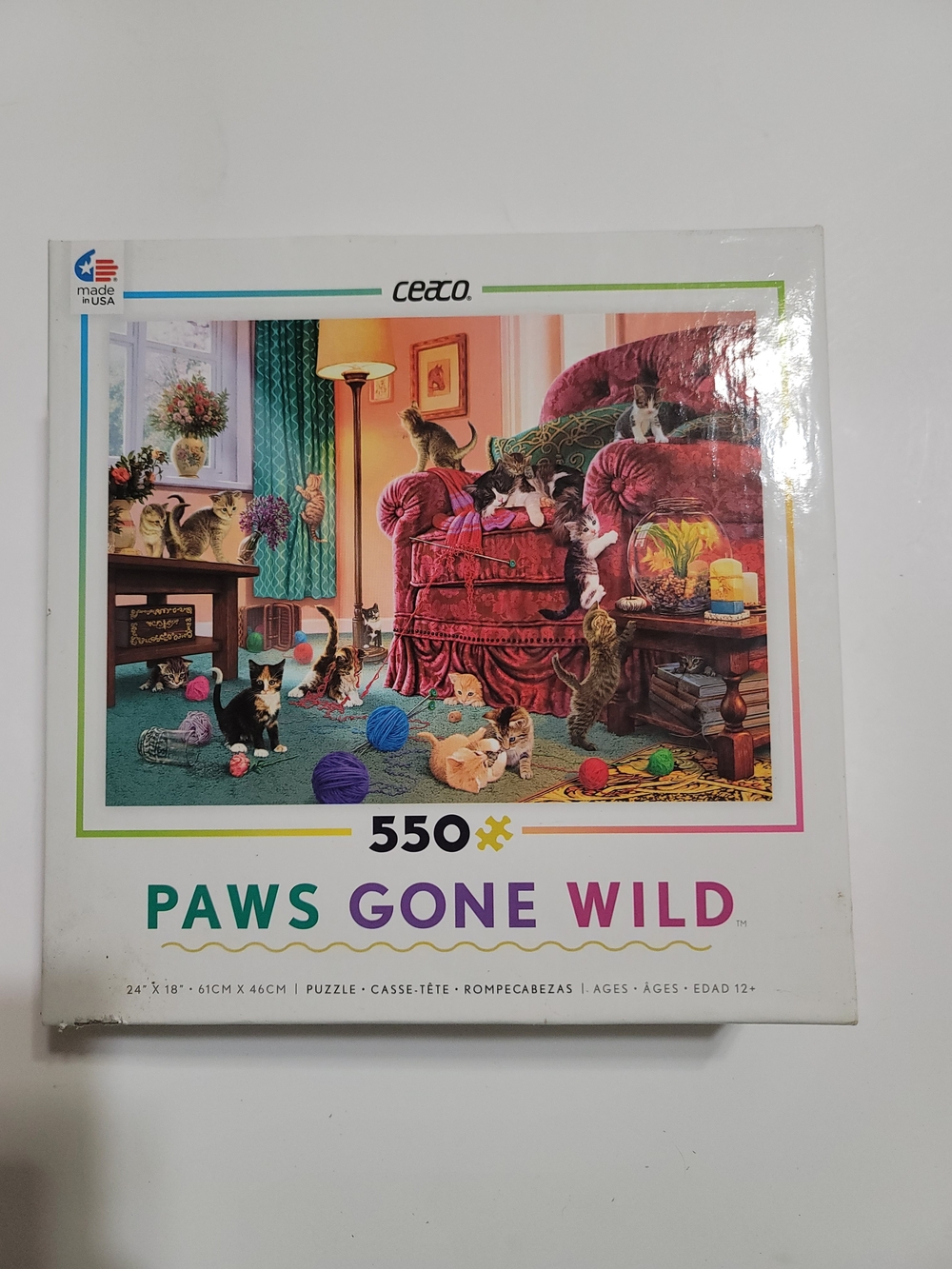 Ceaco Paws Gone Wild 550-Piece Puzzle - Colorful Bright Cats Kittens